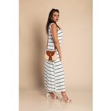 Fenzy Maxi Obleka S Potiskom Črt, Bela | Shoptok.si