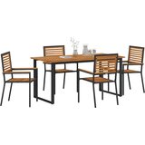  Vrtni set za objed 5 kom. Crna Čvrsto drvo akacije 160 x 80 x 75 cm | Shoptok.si