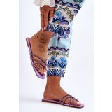 PG1 Women's Strappy Sandals with Diamantes Purple Leomi | Shoptok.si