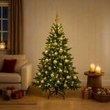  Umjetno božićno drvce s kuglicom 150 cm 150 LED lampica - 150 cm s LED žaruljama i zlatnim kuglicama | shoptok.hr