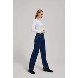Marisse Wide Leg Jeans With Double Buttons, Navy Blue | Shoptok.si