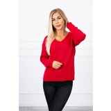 Kesi Sweater with V neckline red Cene