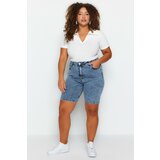 Trendyol Curve Plus Size Shorts & Bermuda - Blue - High Waist Cene