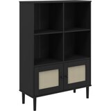 Maison Chic Knjižna omara - Knjižni regal SENJA videz ratana črna 90x35x130 cm borovina, (21724807) | Shoptok.si