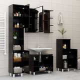  kopalniška omarica z ogledalom črna 80x20,5x64 cm iverna plošča, (20580095) | Shoptok.si
