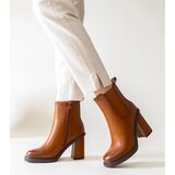 Gemre Brown eco leather block heel ankle boots Almase | Shoptok.si