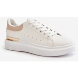 Boto Low Women's Platform Sneakers Made Of Eco Leather White-Beige Nevelena | shoptok.hr