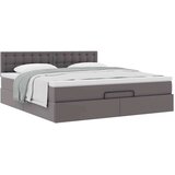 vidaXL Otomanski posteljni okvir z vzmetnico siv 160x200 cm um. usnje | Shoptok.si