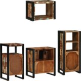  Komplet pohištva za kopalnico 4 pcs Trdna obnovljena les, (5000233280) | Shoptok.si