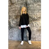 Trend Alaçatı Stili Women's Black Crew-neck Skirt Shirt Detailed 3-Threads Wrapped Tracksuit Set | shoptok.hr