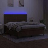  Box spring postelja z vzmetnico LED temno rjava 180x200cm blago, (20899843) | Shoptok.si