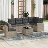 vidaXL 7-dijelni set vrtnih sofa svjetlosivi od poliratana | shoptok.hr