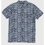 Guess Otroška srajca s primesjo lanu mornarsko modra barva