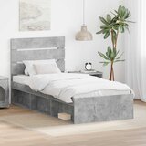  Krevetna konstrukcija Beton 90 x 200 cm Čvrsto borovo drvo | shoptok.hr