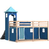  Krevet na kat s toboganom i zavjesama plavi 80 x 200 cm | shoptok.hr