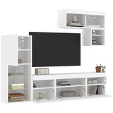  6-dijelni zidni TV elementi s LED svjetlima bijeli drveni | shoptok.hr