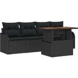 5-dijelni set vrtne sofe s jastuком crni poli ratan akacija dvosjed vrtna sofa s jastuком crni poli ratan | shoptok.hr