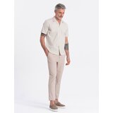Ombre Men's short sleeve shirt with Cuban collar - cream Cijene