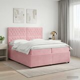  LED okvir za krevet s madracem Ružičasta 200 x 200 cm Baršun | shoptok.hr