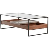 Jotex Klubska mizica s stekleno mizno ploščo v temni naravni barvi 60x120 cm Sveg – | Shoptok.si