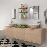  8-Dijelni set namještaja za kupaonicu i umivaonik bež boje | shoptok.hr