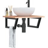  Zidna polica za umivaonik od čelika i masivne hrastovine Smeđa 60 x 50 x 2 cm | shoptok.hr