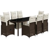 vidaXL Vrtna bistro garnitura 9-delna z blazinami rjav poli ratan, (21324065) | Shoptok.si