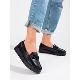 SHELOVET Black women's loafers on the platform Cene