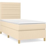 vidaXL Box spring postelja z vzmetnico krem 100x200 cm blago | Shoptok.si