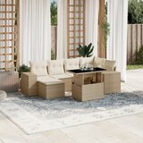 Maison Chic Seti vrtnega pohištva - Vrtna garnitura - Vrtni pohištvo set 7-delna z blazinami bež poli ratan, (21805082) | Shoptok.si