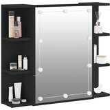 Ormarić s ogledalom i LED svjetlima crni 70 x 16,5 x 60 cm | shoptok.hr