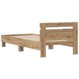  Postelja z LED svetlobo Artisan Oak 75x190 cm Izdelano iz umetnega lesa | Shoptok.si