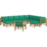  12-dijelna vrtna garnitura od bambusa sa zelenim jastucima | shoptok.hr