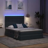 vidaXL Krevet S LED lampica s pohranom Tamno siva 140 x 200 cm Baršun | shoptok.hr