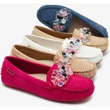 Resti Openwork light brown women's moccasins with decorative crystals Cizzas | Shoptok.si