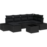 vidaXL 7-delni vrtni kavčni set z blazinami bež poly ratan, (22092791) | Shoptok.si