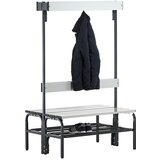 Sypro garderobna klop z aluminijastimi letvami, vxg 1650 x 725 mm, dvostranska izvedba, dolžina 1015 mm, 6 kljukic, antracitne barve, rešetka za čevlj | Shoptok.si