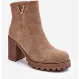 Boto Women's Suede Boots On Heel With Decoration Beige Strong | ePonuda.com