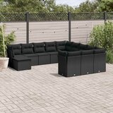  12-dijelni set vrtnih sofa od poliratana s jastucima crni | shoptok.hr