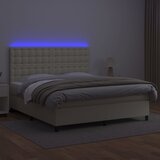Krevet box spring s madracem LED krem 180x200cm od umjetne kože | Eponuda.com