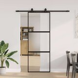  Drsna vrata z opremo črna 76x205 cm kaljeno steklo | Shoptok.si