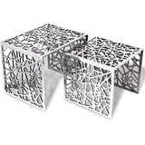  Dvodijelni Bočni Stolići Aluminijski Srebrna boja | shoptok.hr