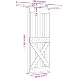  Klizna vrata NARVIK Prirodna i crna 70 x 210 cm (152,5 cm) | shoptok.hr