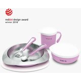 VIIDA Soufflé dječji set posuđa antibakterijski nehrđajući čelik, lavanda | shoptok.hr
