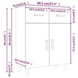  Komoda boja dimljenog hrasta 69,5x34x89 cm konstruirano drvo | Eponuda.ba