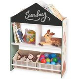 Ginger Home Dječji ormar etajerka za igračke i knjige s medvjedićem, crna ploča za pisanje, kućica FOREST | shoptok.hr