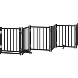 vidaXL Ograda za pse z vrati zložljiva 12 panelov črna 600 cm les | Shoptok.si
