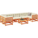  8-dijelni set vrtnih sofa s jastucima voštano smeđi od borovine | shoptok.hr