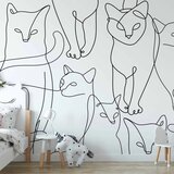  Foto tapeta - Cat lineart - minimalist sketches of black cats on white background 450x315 Standard | shoptok.hr