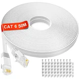 50 m ploščat ethernet kabel z 50 sponkami - RJ45, 250 mhz odprta embalaža